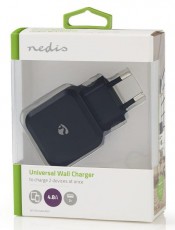 Nedis WCHAU484ABK hálózati töltő 2 USB porttal - fekete Mobil / Kommunikáció / Smart - Mobiltelefon kiegészítő / tok - Hálózati-, autós töltő - 366363