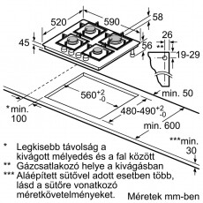 NEFF T26CA42S0 gázfőzőlap Konyhai termékek - Sütő-főzőlap, tűzhely (beépíthető) - Gázfőzőlap (beépíthető) - 348857