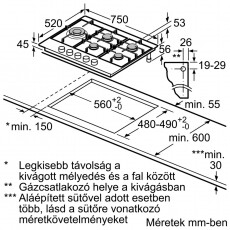 NEFF T27DS79N0 Gáz főzőlap Konyhai termékek - Sütő-főzőlap, tűzhely (beépíthető) - Gázfőzőlap (beépíthető) - 348859