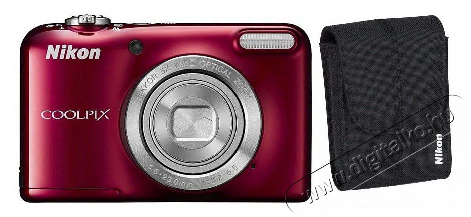 Nikon CoolPix L31 - vörös (2 év garancia!) + Nikon CS-L01 tok Fényképezőgép / kamera - Kompakt fényképezőgép - Normál tudású kompakt - 289438