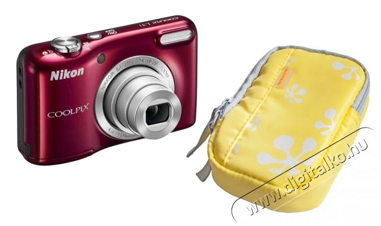 Nikon CoolPix L31 - vörös (2 év garancia!) + Színes tok Fényképezőgép / kamera - Kompakt fényképezőgép - Normál tudású kompakt - 289434