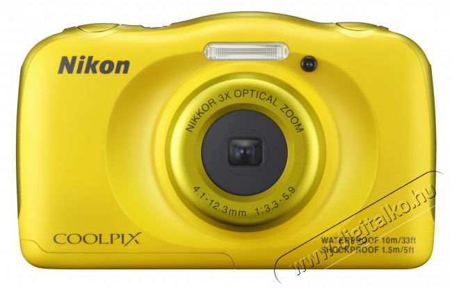 Nikon CoolPix S33 - sárga (2 év garancia!) Fényképezőgép / kamera - Kompakt fényképezőgép - Kaland és vízálló fényképezőgép - 282095