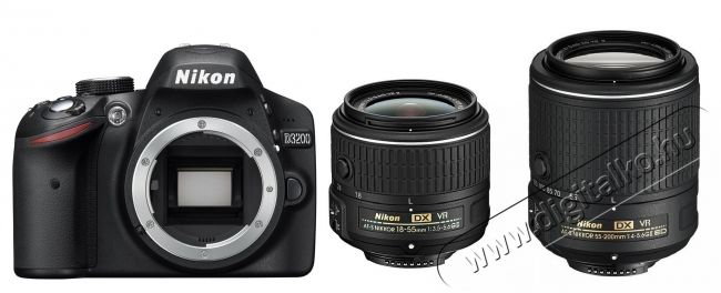 Nikon D3200 + 18-55mm VR II + 55-200mm VR II Kit (3 &eacute;v garancia!) F&eacute;nyk&eacute;pezőg&eacute;p / kamera - DSLR t&uuml;k&ouml;rreflexes f&eacute;nyk&eacute;pezőg&eacute;p - 295367