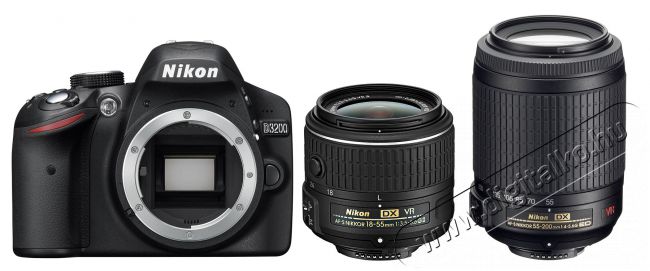 Nikon D3200 + 18-55mm VR II + 55-200mm VR Kit (3 év garancia!) + Nikon táska + 16GB SD kártya Fényképezőgép / kamera - DSLR tükörreflexes fényképezőgép - 288849