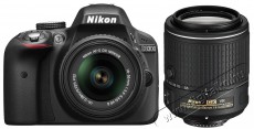 Nikon D3300 + 18-55 VR II + 55-200mm VR II Kit Fényképezőgép / kamera - DSLR tükörreflexes fényképezőgép - 295368
