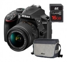 Nikon D3400 + 18-55mm AF-P VR Kit - fekete (3 év garancia!) + Nikon táska + 16GB SDHC Fényképezőgép / kamera - DSLR tükörreflexes fényképezőgép - 332145