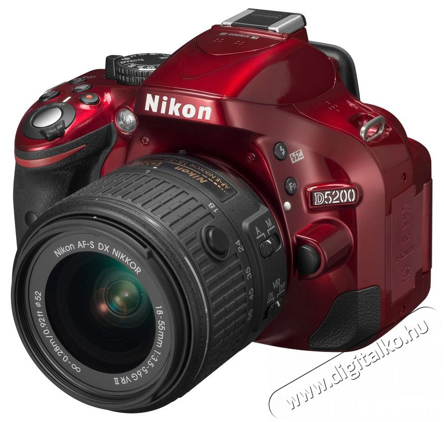 Nikon D5200 + 18-55mm VR II Kit vörös (3 év garancia!) + Nikon táska + 16GB SD kártya Fényképezőgép / kamera - DSLR tükörreflexes fényképezőgép - 288845