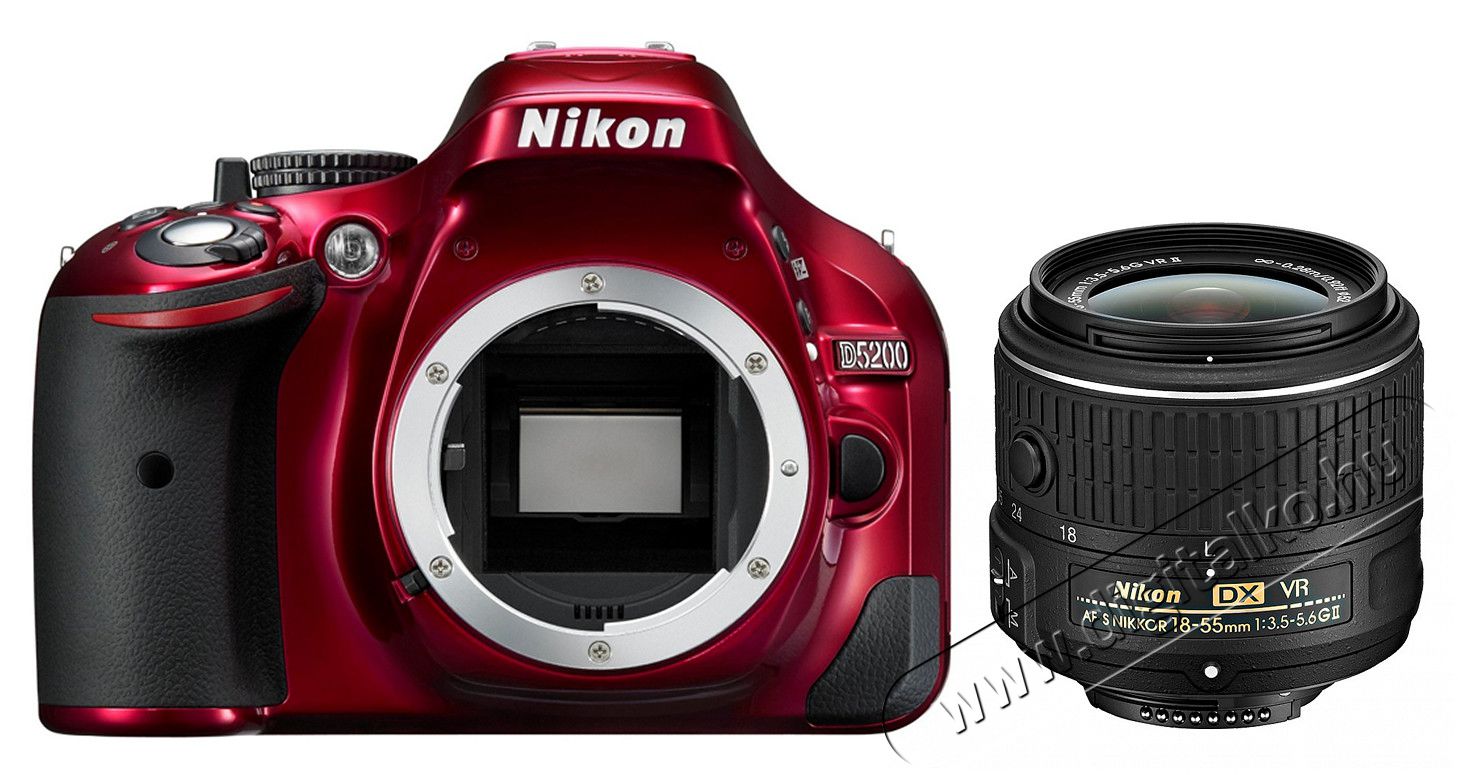 Nikon D5200 + 18-55mm VR II Kit vörös (3 év garancia!) + Nikon táska + 16GB SD kártya Fényképezőgép / kamera - DSLR tükörreflexes fényképezőgép - 288845