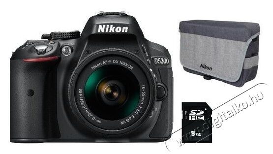 Nikon D5300 + 18-55mm AF-P VR Kit + Nikon táska + 8GB SDHC Fényképezőgép / kamera - DSLR tükörreflexes fényképezőgép - 318204