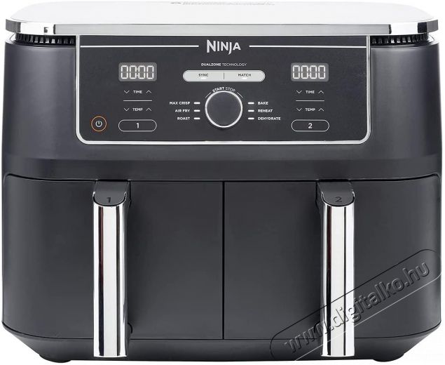 Ninja AF400EU Foodi Max Dual Zone 9,5L Forrólevegős sütő - Fekete Konyhai termékek - Konyhai kisgép (sütés / főzés / hűtés / ételkészítés) - Légkeveréses főzőgép / elektromos kukta / multifunkciós sütő - 494569