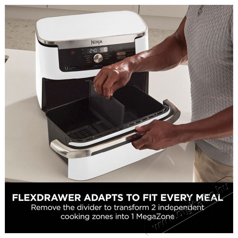 Ninja AF500EUWH Foodi&reg; FlexDrawer, 10,4 l, feh&eacute;r Konyhai term&eacute;kek - Konyhai kisg&eacute;p (s&uuml;t&eacute;s / főz&eacute;s / hűt&eacute;s / &eacute;telk&eacute;sz&iacute;t&eacute;s) - L&eacute;gkever&eacute;ses főzőg&eacute;p / elektromos kukta / multifunkci&oacute;s s&uuml;tő - 521842