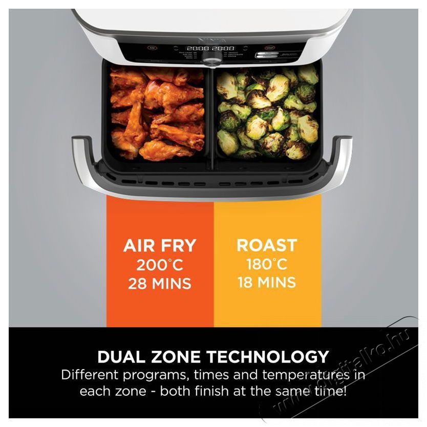 Ninja AF500EUWH Foodi&reg; FlexDrawer, 10,4 l, feh&eacute;r Konyhai term&eacute;kek - Konyhai kisg&eacute;p (s&uuml;t&eacute;s / főz&eacute;s / hűt&eacute;s / &eacute;telk&eacute;sz&iacute;t&eacute;s) - L&eacute;gkever&eacute;ses főzőg&eacute;p / elektromos kukta / multifunkci&oacute;s s&uuml;tő - 521842