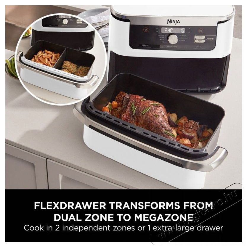 Ninja AF500EUWH Foodi&reg; FlexDrawer, 10,4 l, feh&eacute;r Konyhai term&eacute;kek - Konyhai kisg&eacute;p (s&uuml;t&eacute;s / főz&eacute;s / hűt&eacute;s / &eacute;telk&eacute;sz&iacute;t&eacute;s) - L&eacute;gkever&eacute;ses főzőg&eacute;p / elektromos kukta / multifunkci&oacute;s s&uuml;tő - 521842