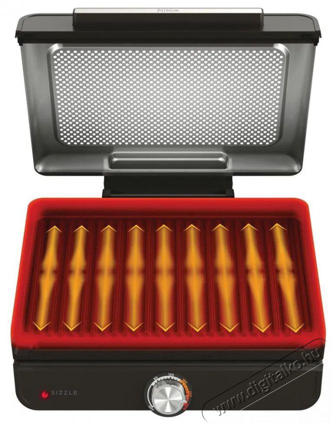 Ninja Shark  Sizzle&trade; GR101EU sz&uuml;rke/ez&uuml;st Konyhai term&eacute;kek - S&uuml;tő-főzőlap, tűzhely (szabadon&aacute;ll&oacute;) - Mini s&uuml;tő / mini grill / mini konyha - 529808