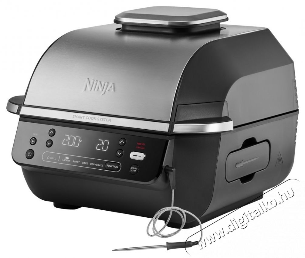 Ninja Foodi AirGrill EG351EU elektromos grill &eacute;s forr&oacute;levegős s&uuml;tő, Fekete/Ez&uuml;st Konyhai term&eacute;kek - Konyhai kisg&eacute;p (s&uuml;t&eacute;s / főz&eacute;s / hűt&eacute;s / &eacute;telk&eacute;sz&iacute;t&eacute;s) - Kontakt grill s&uuml;tő / s&uuml;tőlap - 534558