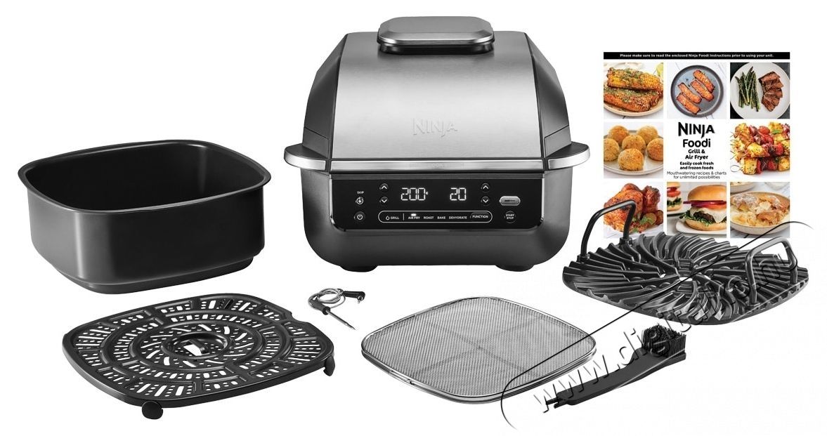 Ninja Foodi AirGrill EG351EU elektromos grill &eacute;s forr&oacute;levegős s&uuml;tő, Fekete/Ez&uuml;st Konyhai term&eacute;kek - Konyhai kisg&eacute;p (s&uuml;t&eacute;s / főz&eacute;s / hűt&eacute;s / &eacute;telk&eacute;sz&iacute;t&eacute;s) - Kontakt grill s&uuml;tő / s&uuml;tőlap - 534558