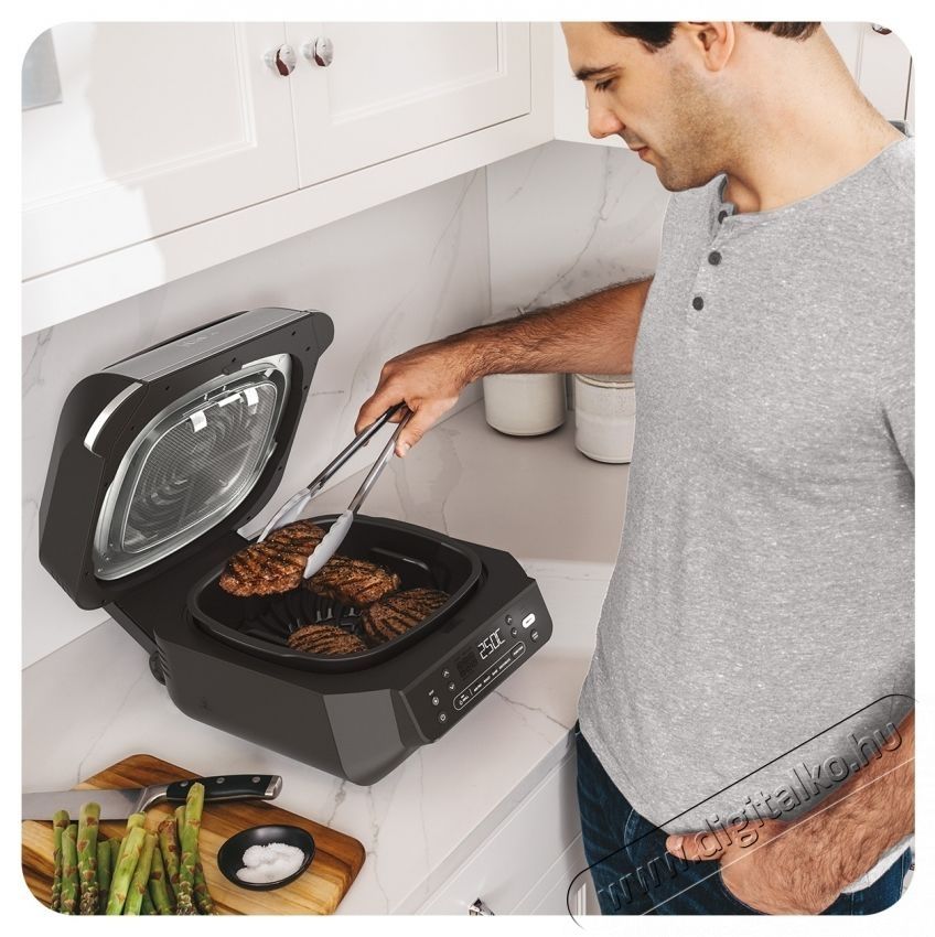 Ninja Foodi AirGrill EG351EU elektromos grill &eacute;s forr&oacute;levegős s&uuml;tő, Fekete/Ez&uuml;st Konyhai term&eacute;kek - Konyhai kisg&eacute;p (s&uuml;t&eacute;s / főz&eacute;s / hűt&eacute;s / &eacute;telk&eacute;sz&iacute;t&eacute;s) - Kontakt grill s&uuml;tő / s&uuml;tőlap - 534558