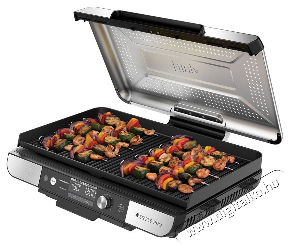 Ninja Sizzle Pro XL GX101EU elektromos grill, 1800 W, Inox H&aacute;ztart&aacute;s / Otthon / K&uuml;lt&eacute;r - K&uuml;lt&eacute;r / kerti term&eacute;k / grill - Kerti grill - 534559