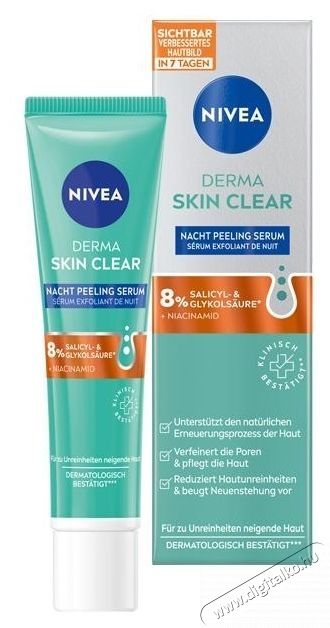 Nivea H&aacute;mlaszt&oacute; &eacute;jszakai kezel&eacute;s Derma Skin Clear, 40 ml Sz&eacute;ps&eacute;g&aacute;pol&aacute;s / Eg&eacute;szs&eacute;g - Arc / bőr &aacute;pol&aacute;s - Kieg&eacute;sz&iacute;tő - 537162