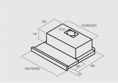 Nodor Extender 70 Teleszkópos páraelszívó - inox Konyhai termékek - Páraelszívó - Beépíthető / kihúzható - 358487