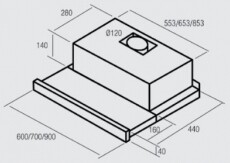 Nodor EXTENDER 60 BLACK GLASS teleszkópos páraelszívó Konyhai termékek - Páraelszívó - Beépíthető / kihúzható - 358484