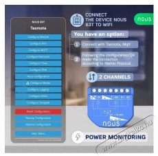 NOUS  B3T WiFi Tasmota Kapcsoló modul (2 csatorna, fogyasztásmérés) / Redőnyvezérlő modul (1 csatorna, ESP32) Újdonságok - Új termékek - 521951