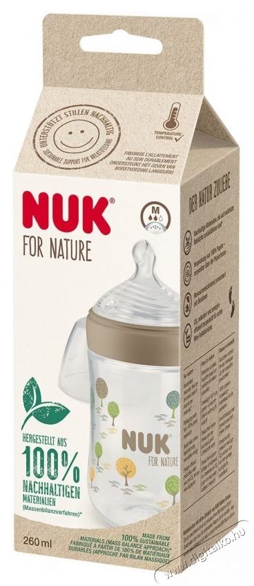 Nuk for Nature cumis&uuml;veg hőm&eacute;rs&eacute;klet-szab&aacute;lyoz&aacute;ssal, fenntarthat&oacute; szilikon sz&iacute;v&oacute;csővel, anyai mellbimb&oacute; form&aacute;val, M-es m&eacute;ret, 6 v&eacute;kony lyukkal, BPA-mentes, 260 ml, kr&eacute;msz&iacute;nű Sz&eacute;ps&eacute;g&aacute;pol&aacute;s / Eg&eacute;szs&eacute;g - Baba mama term&eacute;k - Cumis&uuml;veg / cumi / etet&eacute;s kieg&eacute;sz&iacute;tő - 534584