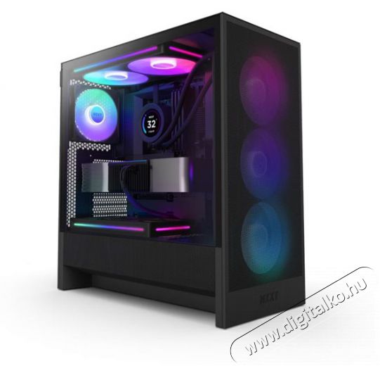 NZXT H5 Flow RGB (2024) fekete RGB (táp nélküli) ablakos mATX ház Iroda és számítástechnika - Számítógép tartozék - Számítógépház - 516251
