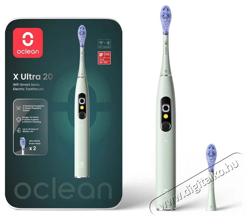 OCLEAN X Ultra 20 Green Elektromos fogkefe Sz&eacute;ps&eacute;g&aacute;pol&aacute;s / Eg&eacute;szs&eacute;g - Sz&aacute;j / fog &aacute;pol&aacute;s - Elektromos fogkefe - 525443
