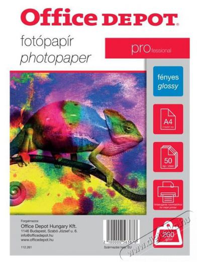 Office Depot Pro A4 260g fényes 50db fotópapír Fotó-Videó kiegészítők - Kisméretű fotónyomtató - Fotópapír - 396979