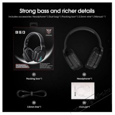 Onikuma B60 LED Wireless Bluetooth Gaming Headset Audio-Video / Hifi / Multim&eacute;dia - F&uuml;l &eacute;s Fejhallgat&oacute;k - Fejhallgat&oacute; mikrofonnal / headset - 529023
