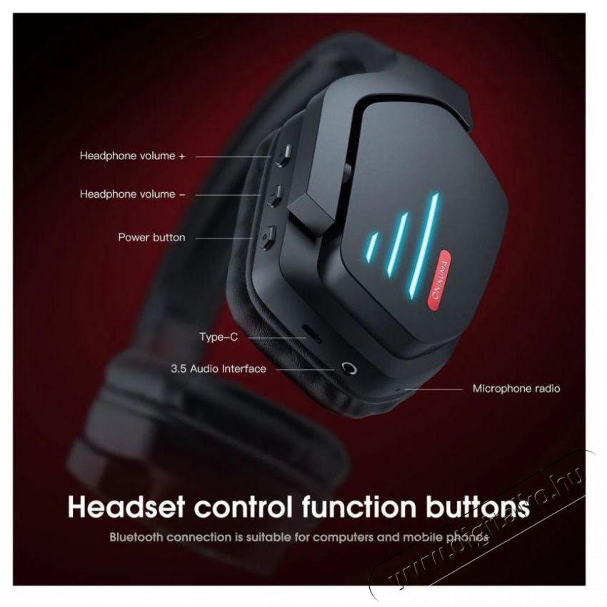 Onikuma B60 LED Wireless Bluetooth Gaming Headset Audio-Video / Hifi / Multim&eacute;dia - F&uuml;l &eacute;s Fejhallgat&oacute;k - Fejhallgat&oacute; mikrofonnal / headset - 529023
