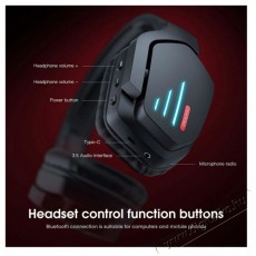Onikuma B60 LED Wireless Bluetooth Gaming Headset Audio-Video / Hifi / Multim&eacute;dia - F&uuml;l &eacute;s Fejhallgat&oacute;k - Fejhallgat&oacute; mikrofonnal / headset - 529023
