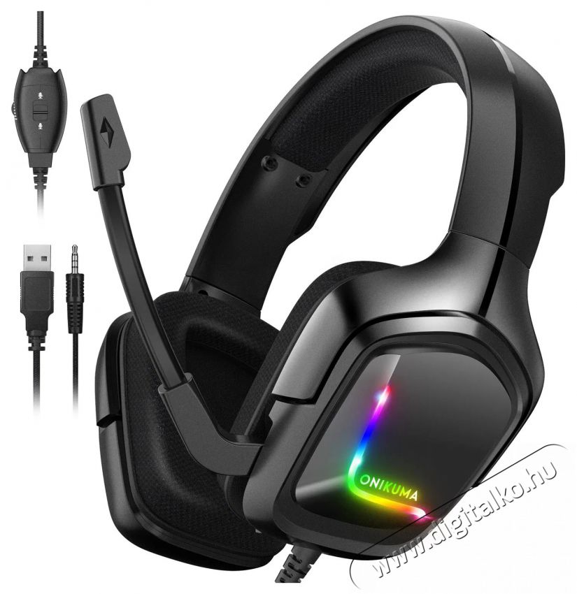 Onikuma K20 Black Fejhallgat&oacute; Audio-Video / Hifi / Multim&eacute;dia - F&uuml;l &eacute;s Fejhallgat&oacute;k - Fejhallgat&oacute; mikrofonnal / headset - 529812