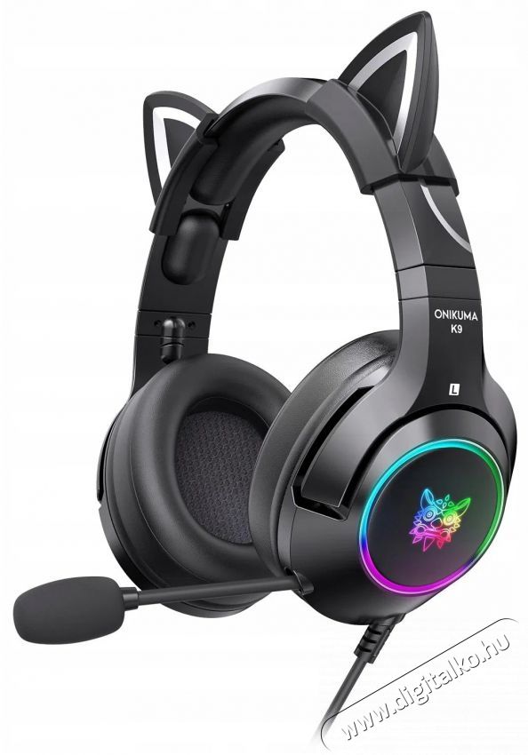 Onikuma K9 RGB Black Fejhallgat&oacute; Audio-Video / Hifi / Multim&eacute;dia - F&uuml;l &eacute;s Fejhallgat&oacute;k - Fejhallgat&oacute; mikrofonnal / headset - 529813