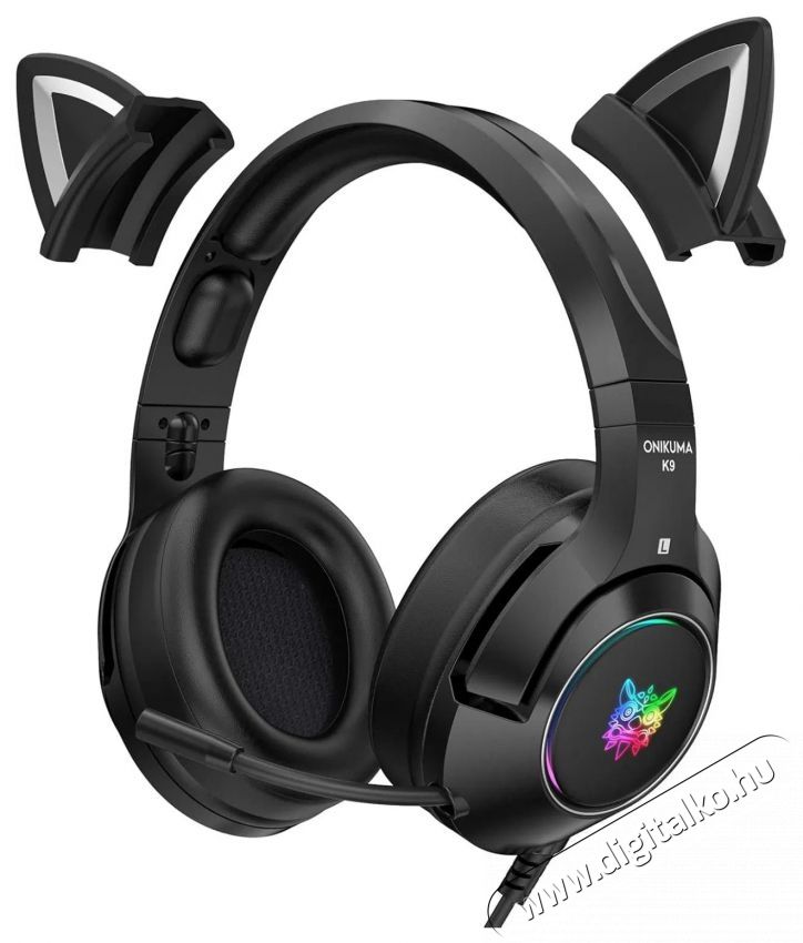 Onikuma K9 RGB Black Fejhallgat&oacute; Audio-Video / Hifi / Multim&eacute;dia - F&uuml;l &eacute;s Fejhallgat&oacute;k - Fejhallgat&oacute; mikrofonnal / headset - 529813