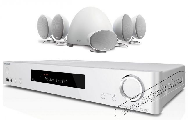Onkyo TX-L50 házimozi erősítő + KEF E-305 5.1 hangfal szett - fehér Audio-Video / Hifi / Multimédia - Házimozi - Összeállított házimozi szett - 322041