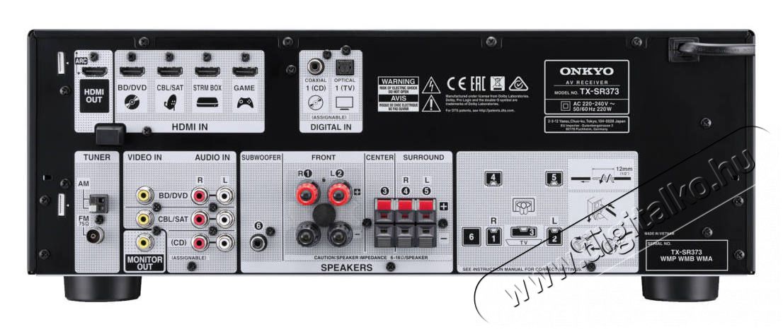 Onkyo TX-SR373 BL 5.1 csatornás AV házimozi erősítő - fekete Audio-Video / Hifi / Multimédia - Házimozi - Házimozi erősítő - 316301