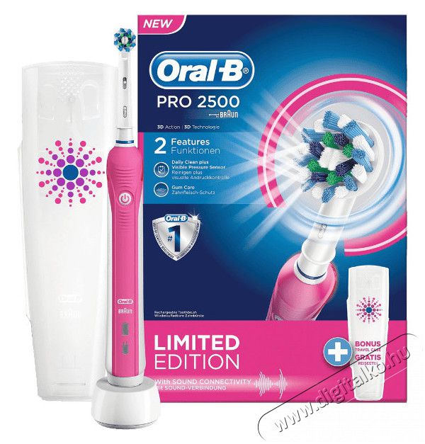 BRAUN Oral-B PRO 2500 elektromos fogkefe - pink Szépségápolás / Egészség - Száj / fog ápolás - Elektromos fogkefe - 303390