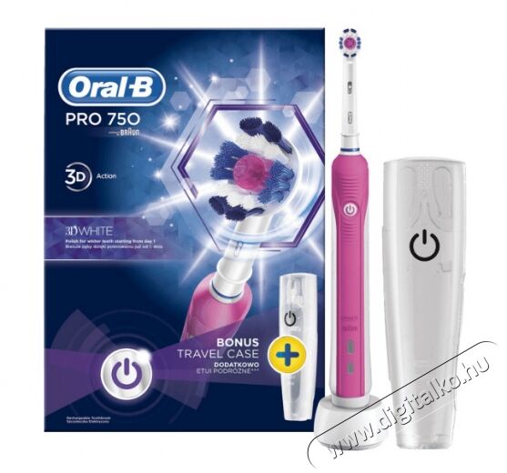 BRAUN Oral-B PRO 750 3D White elektromos fogkefe + úti tok Szépségápolás / Egészség - Száj / fog ápolás - Elektromos fogkefe - 312462