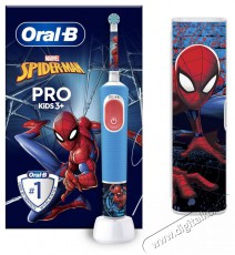 Oral-B Pro Kids Spiderman elektromos fogkefe gyerekeknek, , 2D tisztítás, 2 program, 1 vég, 4 matrica, utazókészlet, Kék Szépségápolás / Egészség - Száj / fog ápolás - Elektromos fogkefe - 503150
