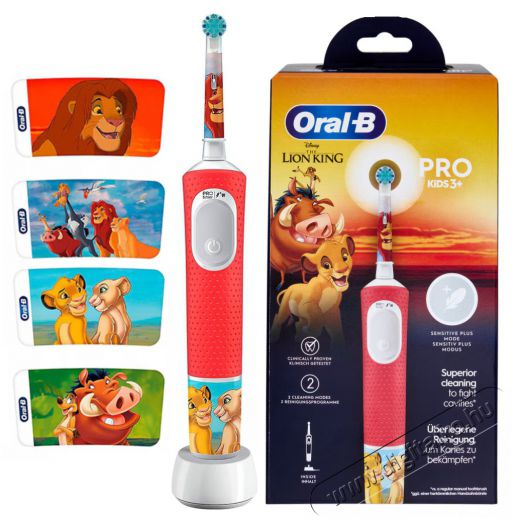 Oral-B Pro Kids Lion King elektromos fogkefe gyerekeknek, 2D tiszt&iacute;t&aacute;s, 2 program, 1 v&eacute;g, 4 matrica, utaz&oacute;k&eacute;szlet, Piros Sz&eacute;ps&eacute;g&aacute;pol&aacute;s / Eg&eacute;szs&eacute;g - Sz&aacute;j / fog &aacute;pol&aacute;s - Elektromos fogkefe - 500924