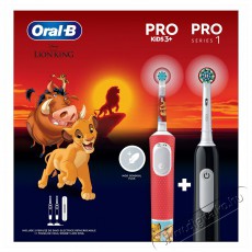Oral-B Pro Kids Pro Lion King (80828269) Elektromos fogkefe gyerekeknek, utazótáska, piros és Elektromos fogkefe Oral-B Pro 1, fekete Szépségápolás / Egészség - Száj / fog ápolás - Elektromos fogkefe - 503153