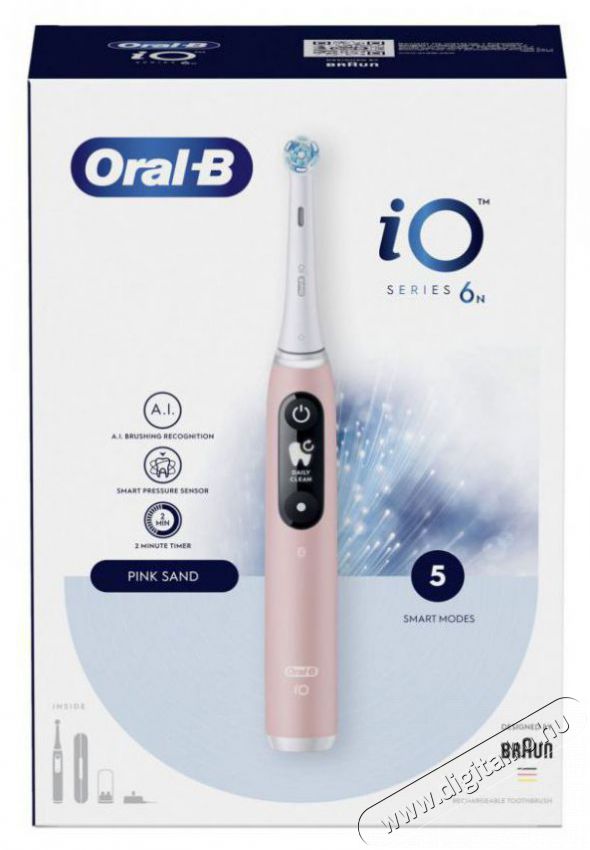 Oral-B iO6 Pink elektromos fogkefe Sz&eacute;ps&eacute;g&aacute;pol&aacute;s / Eg&eacute;szs&eacute;g - Sz&aacute;j / fog &aacute;pol&aacute;s - Elektromos fogkefe - 502485