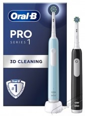 Oral-B Pro elektromos fogkefe készlet, 3D tisztítás, 3 program, 1 kefefej, fekete/kék, 2 db Szépségápolás / Egészség - Száj / fog ápolás - Elektromos fogkefe - 531181