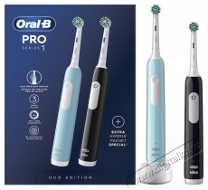 Oral-B Pro elektromos fogkefe készlet, 3D tisztítás, 3 program, 1 kefefej, fekete/kék, 2 db Szépségápolás / Egészség - Száj / fog ápolás - Elektromos fogkefe - 531181