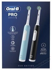 Oral-B Pro elektromos fogkefe készlet, 3D tisztítás, 3 program, 1 kefefej, fekete/kék, 2 db Szépségápolás / Egészség - Száj / fog ápolás - Elektromos fogkefe - 531181