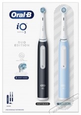 Oral-B iO3 elektromos fogkefe k&eacute;szlet, m&aacute;gneses technol&oacute;gi&aacute;val &eacute;s mikrovibr&aacute;ci&oacute;kkal, intelligens nyom&aacute;s&eacute;rz&eacute;kelővel, 3 &uuml;zemm&oacute;ddal, 2 fejjel, utaz&oacute;k&eacute;szlettel, fekete/k&eacute;k, 2 db Sz&eacute;ps&eacute;g&aacute;pol&aacute;s / Eg&eacute;szs&eacute;g - Sz&aacute;j / fog &aacute;pol&aacute;s - Elektromos fogkefe - 533624