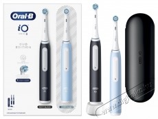 Oral-B iO3 elektromos fogkefe k&eacute;szlet, m&aacute;gneses technol&oacute;gi&aacute;val &eacute;s mikrovibr&aacute;ci&oacute;kkal, intelligens nyom&aacute;s&eacute;rz&eacute;kelővel, 3 &uuml;zemm&oacute;ddal, 2 fejjel, utaz&oacute;k&eacute;szlettel, fekete/k&eacute;k, 2 db Sz&eacute;ps&eacute;g&aacute;pol&aacute;s / Eg&eacute;szs&eacute;g - Sz&aacute;j / fog &aacute;pol&aacute;s - Elektromos fogkefe - 533624