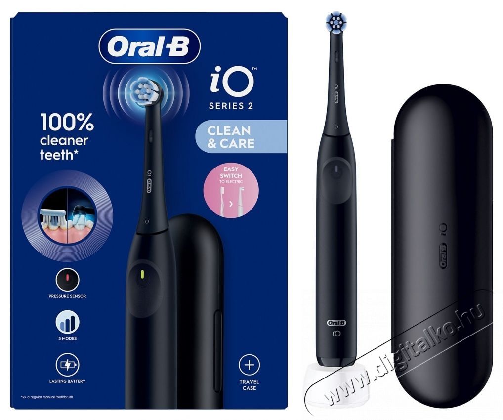 Oral-B iO2 elektromos fogkefe, Night Black, &eacute;jfekete Sz&eacute;ps&eacute;g&aacute;pol&aacute;s / Eg&eacute;szs&eacute;g - Sz&aacute;j / fog &aacute;pol&aacute;s - Elektromos fogkefe - 530974